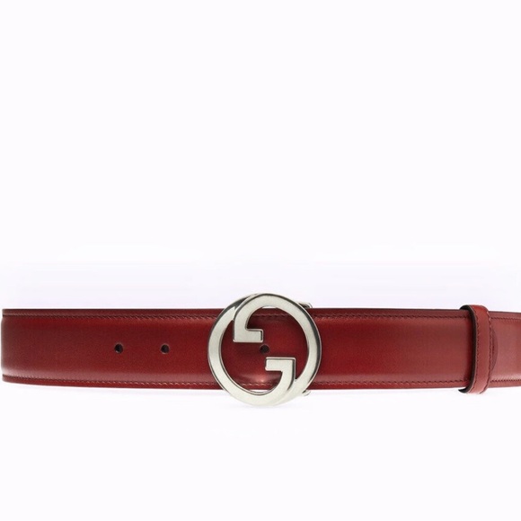 Gucci Accessories - Gucci Red Leather Belt with Silver Buckle
